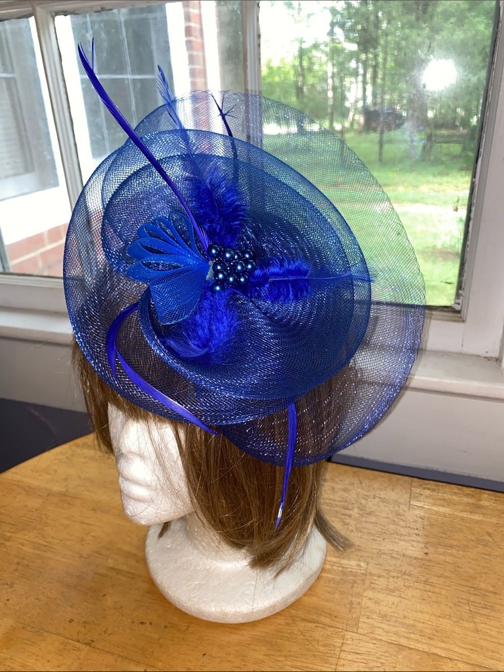 V! Blue Fascinator Hat like new